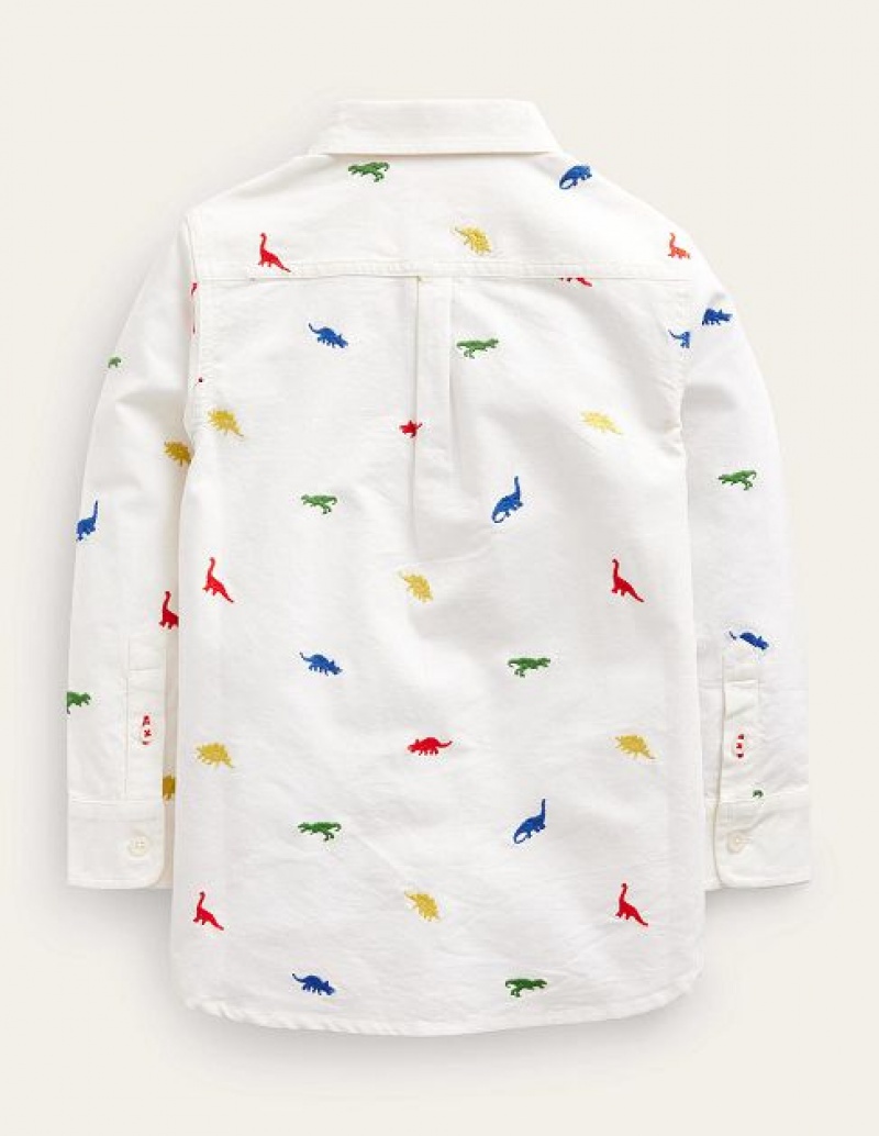 White Kids' Boden Embroidered Oxford Shirts | 81796AZDE