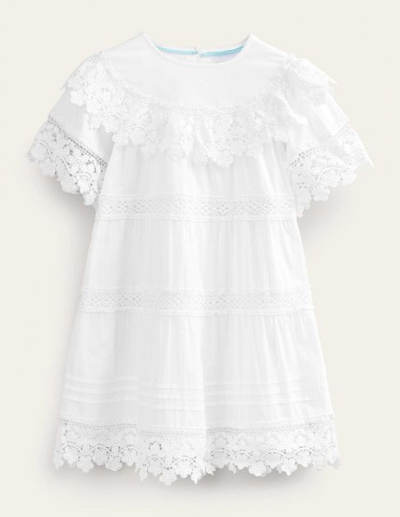 White Kids\' Boden Lace Tiered Dress | 25138IZLQ