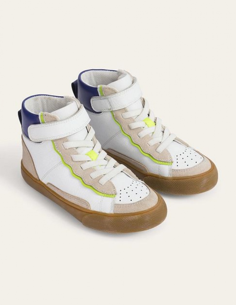 White Kids' Boden Leather High Tops | 47652JNLS