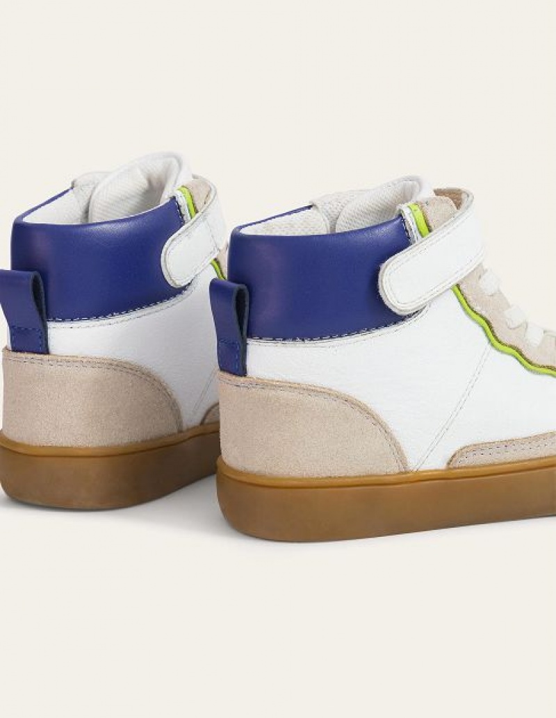 White Kids' Boden Leather High Tops | 47652JNLS