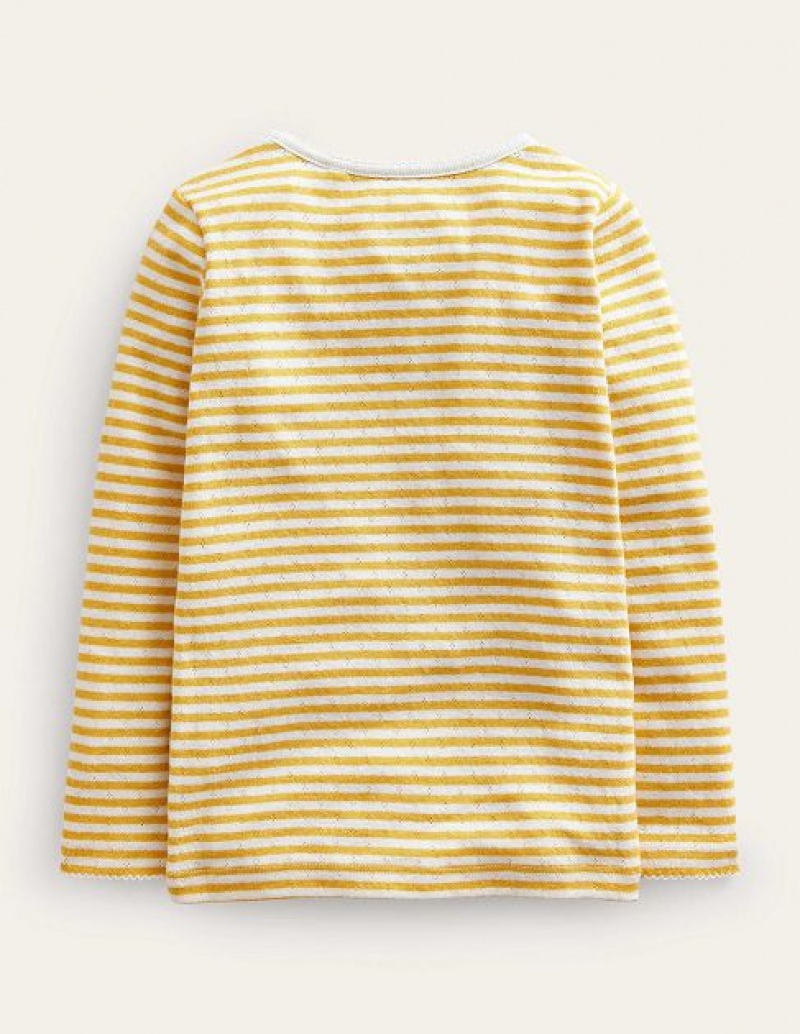 White Kids' Boden Long Sleeve Pointelle Tops | 95427TNGE