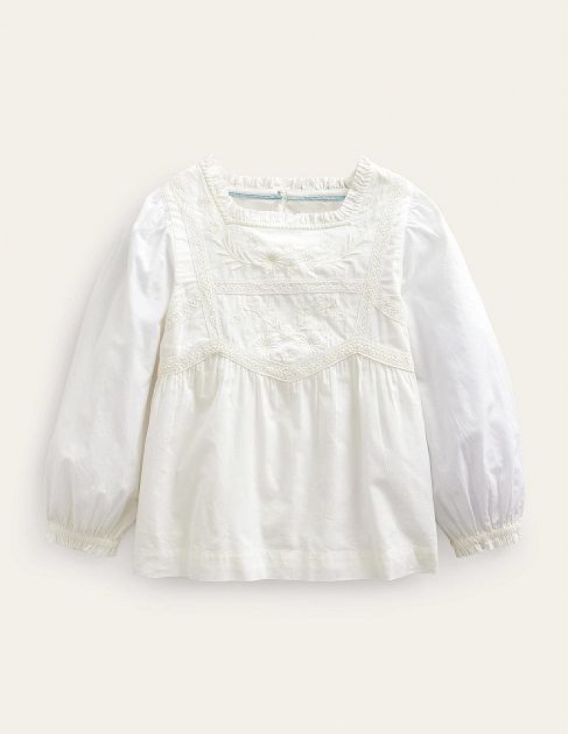 White Kids' Boden Pretty Lace Blouse | 62048KIHD