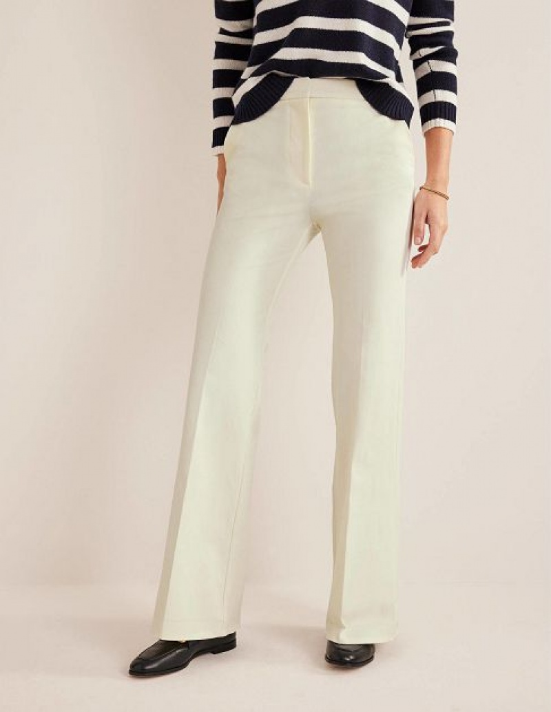 White Women's Boden Bi-stretch Flared Pants | 42510LIPQ