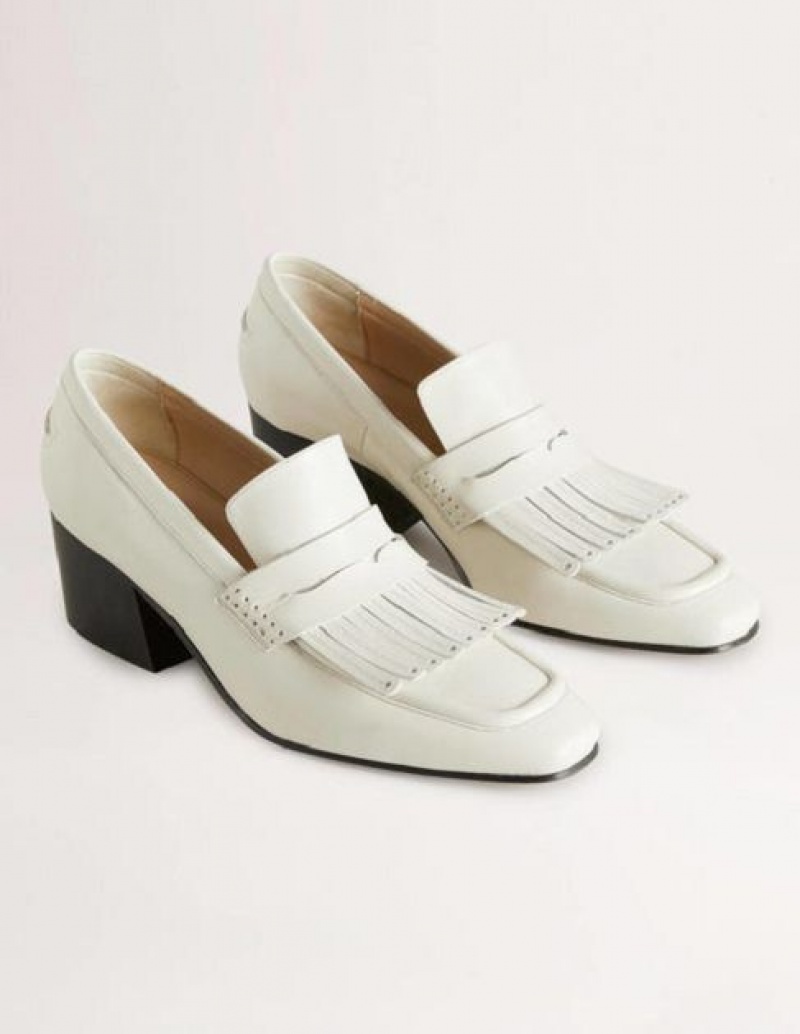 White Women's Boden Block Heel Loafers | 95713XYMQ