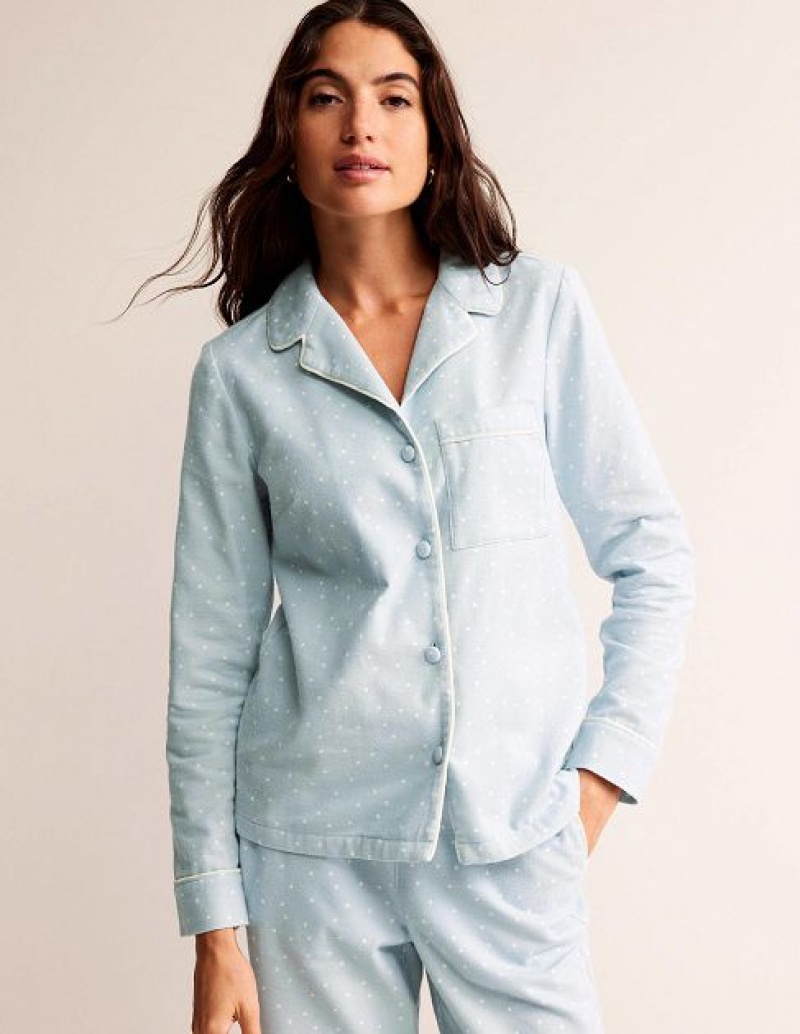 White Women's Boden Brushed Cotton Shirt Pyjamas | 23587MOJC