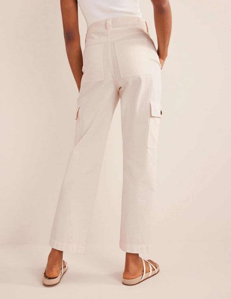 White Women's Boden Casual Cargo Pants | 26190TFXR