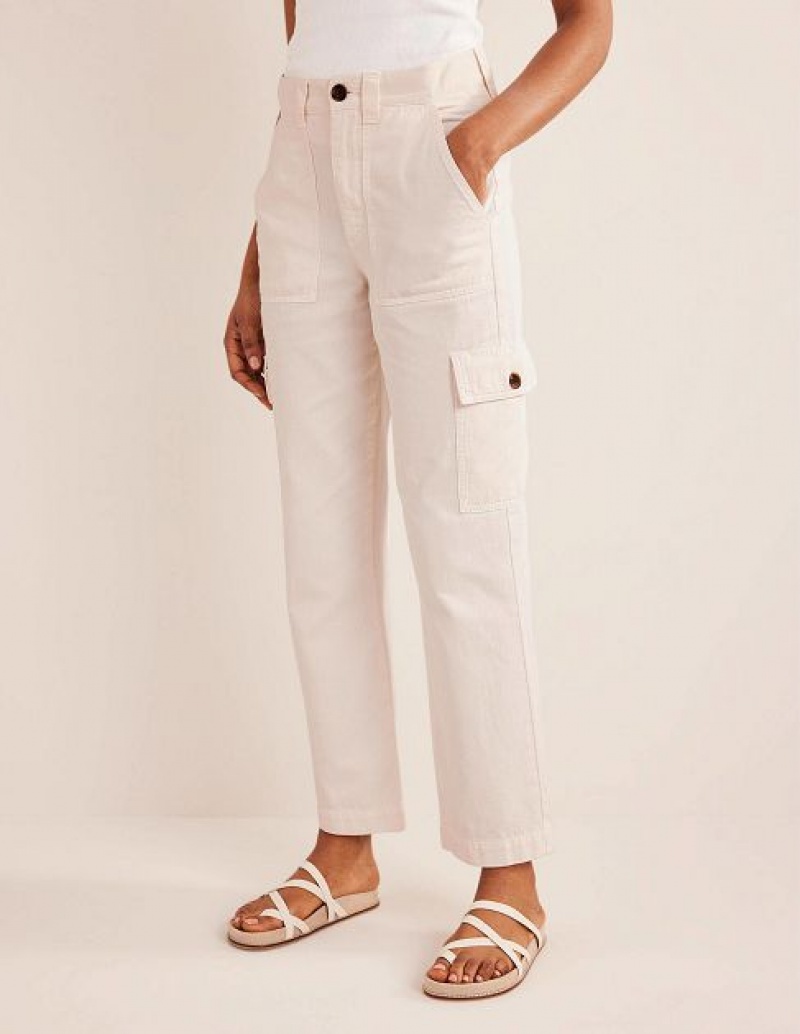 White Women's Boden Casual Cargo Pants | 26190TFXR