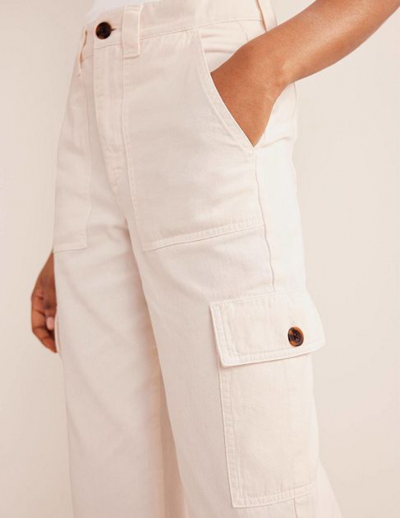 White Women's Boden Casual Cargo Pants | 26190TFXR