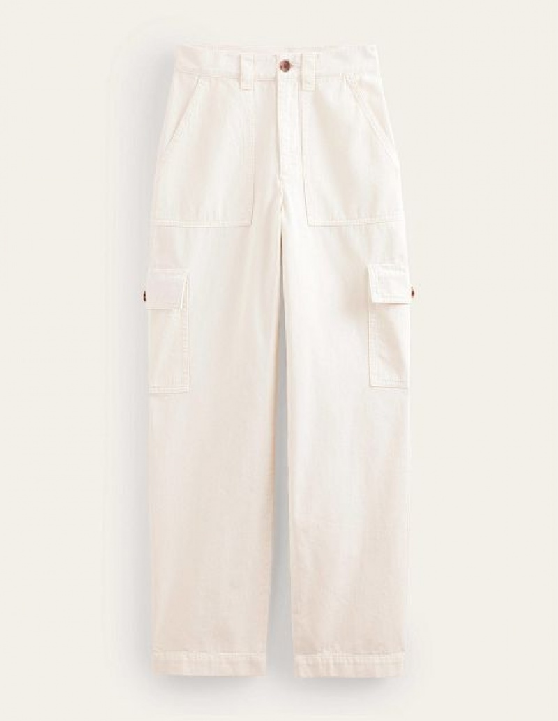 White Women's Boden Casual Cargo Pants | 26190TFXR