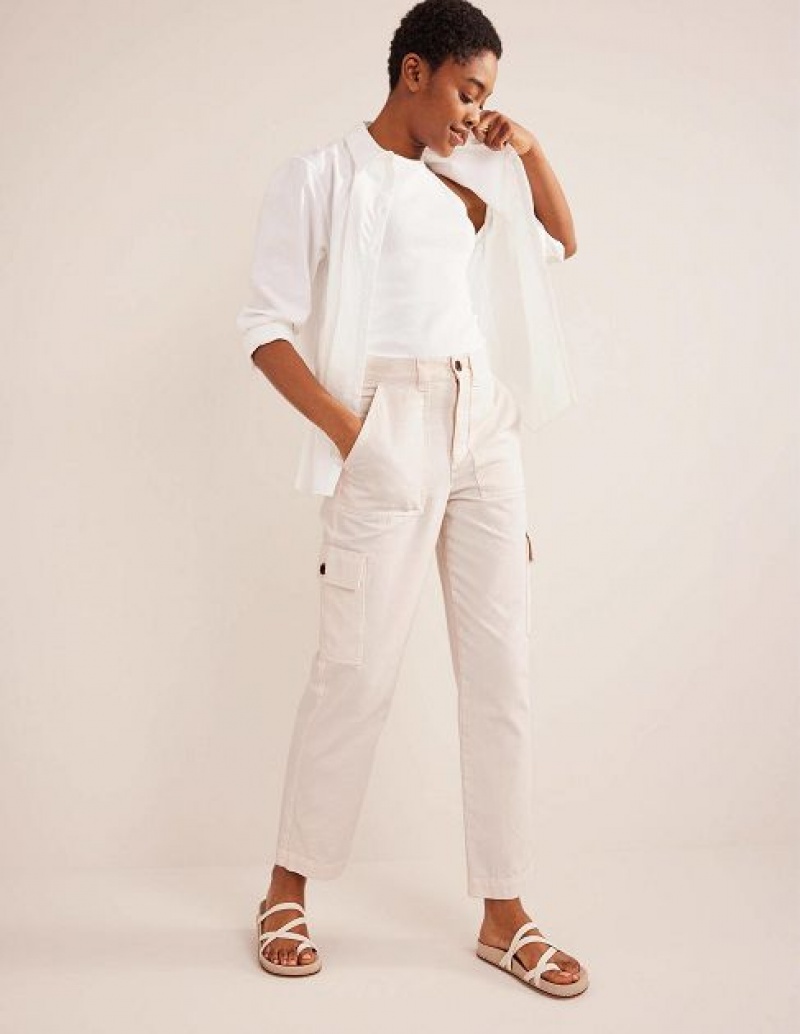 White Women\'s Boden Casual Cargo Pants | 26190TFXR