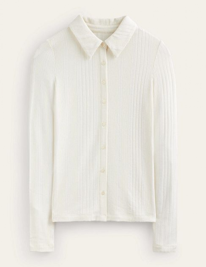 White Women's Boden Charlotte Jersey Shirts | 24879AVOR