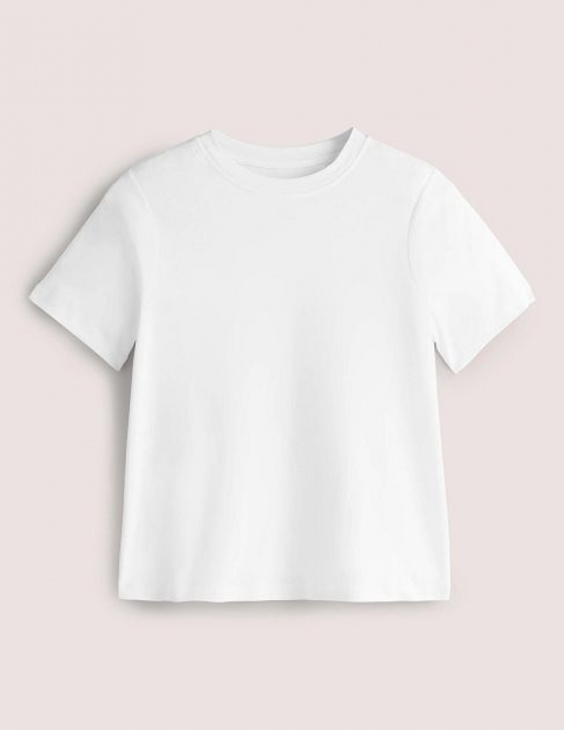 White Women's Boden Cotton Crew Neck T-Shirt | 20174ZYJG