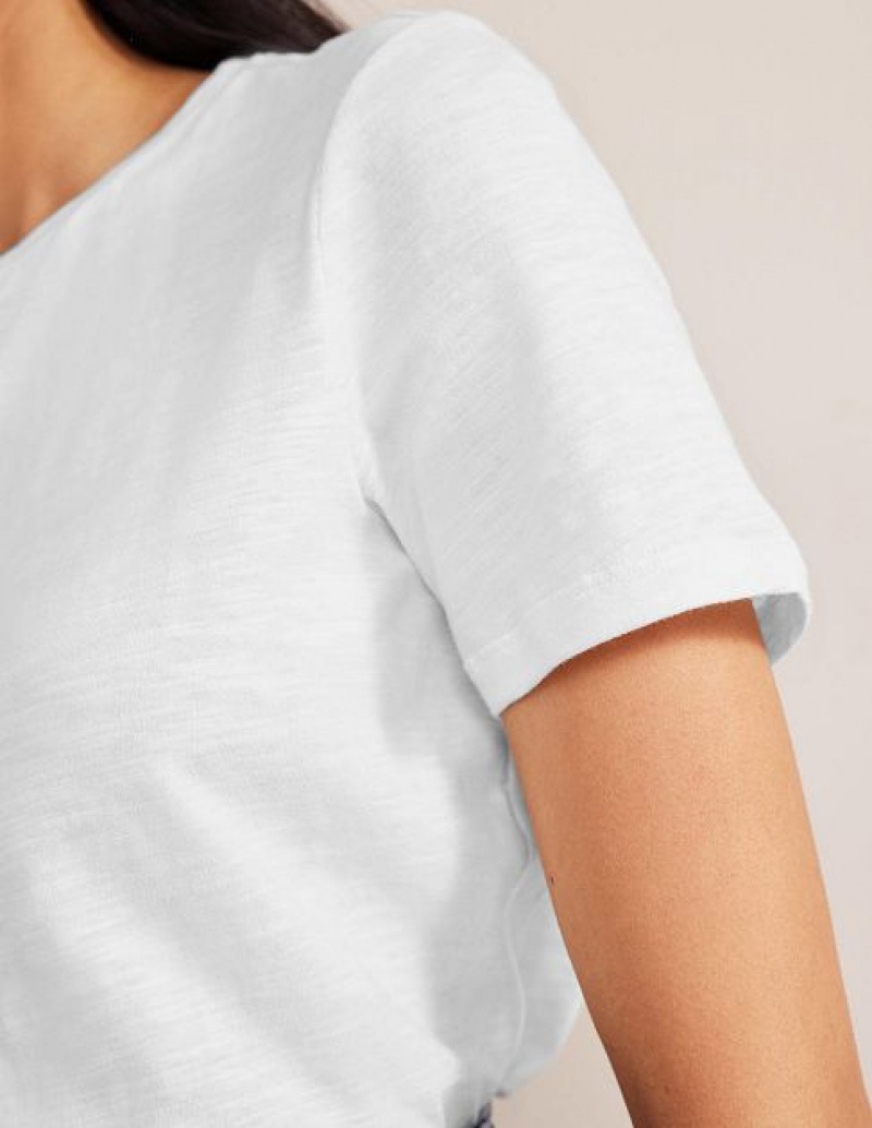 White Women's Boden Cotton Crew Neck T-Shirt | 16037YTOF