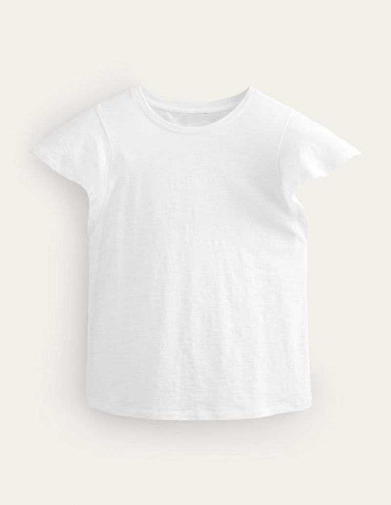 White Women's Boden Crew Neck Flutter T-Shirt | 28657THEP