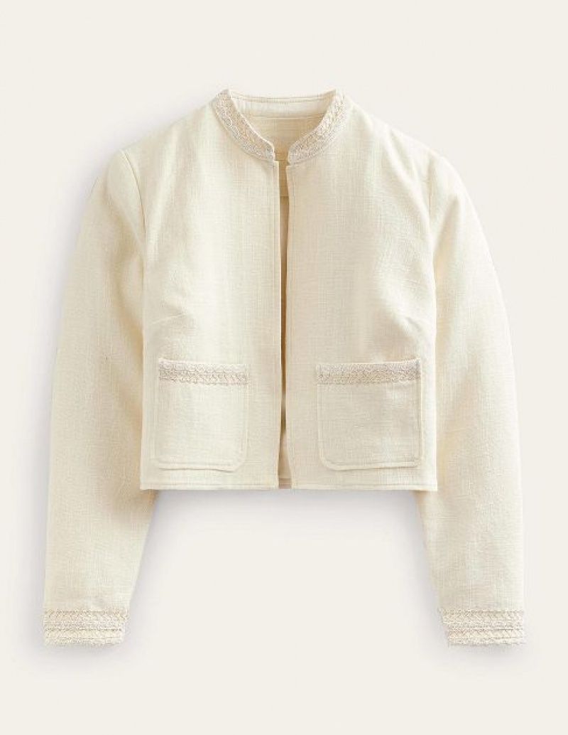 White Women's Boden Cropped Cotton Jackets | 65907LRFB