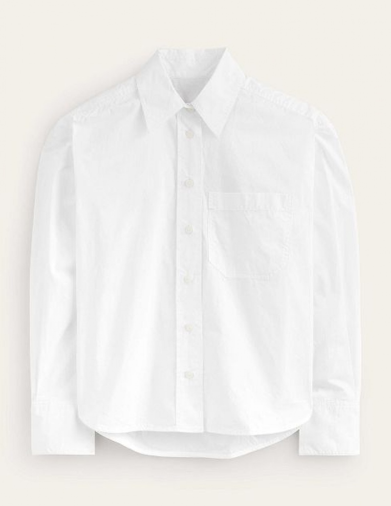 White Women's Boden Cropped Cotton Shirts | 20619FJLX