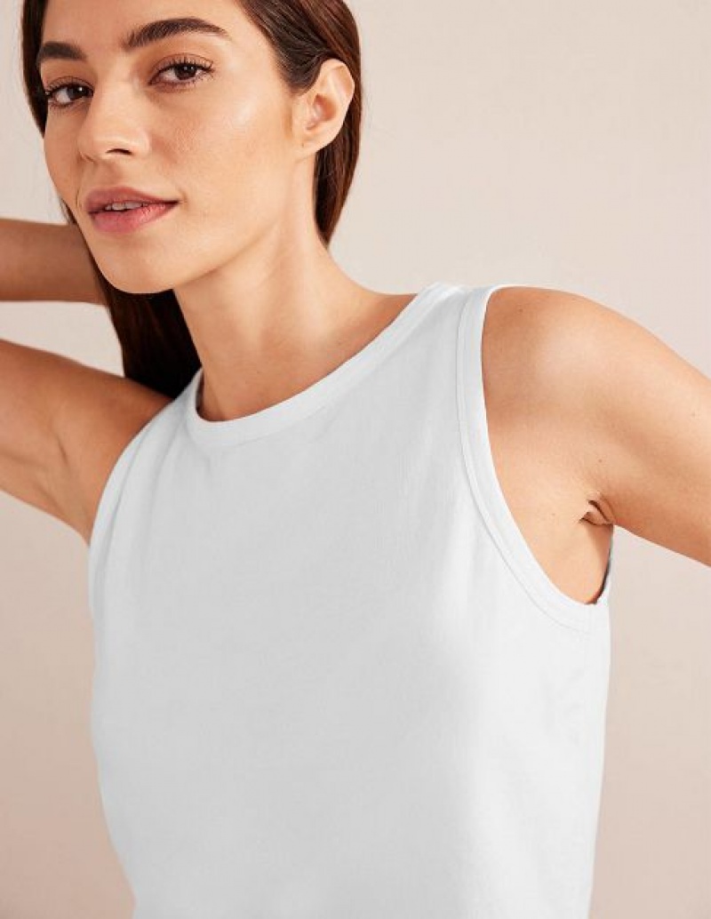 White Women's Boden Cropped Cotton Tanks | 54823HSVE