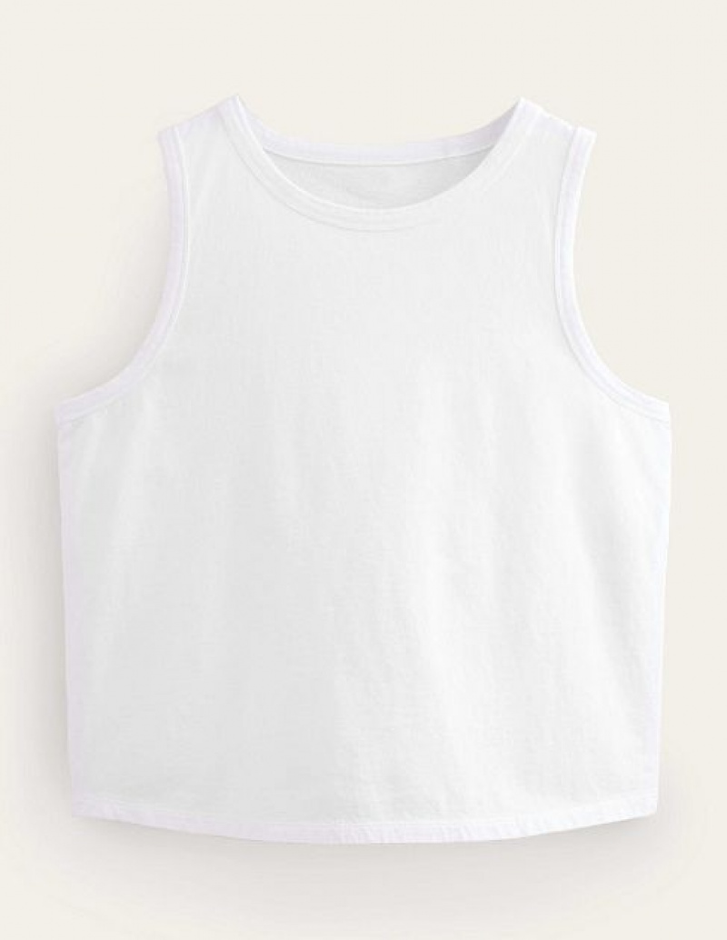 White Women's Boden Cropped Cotton Tanks | 54823HSVE