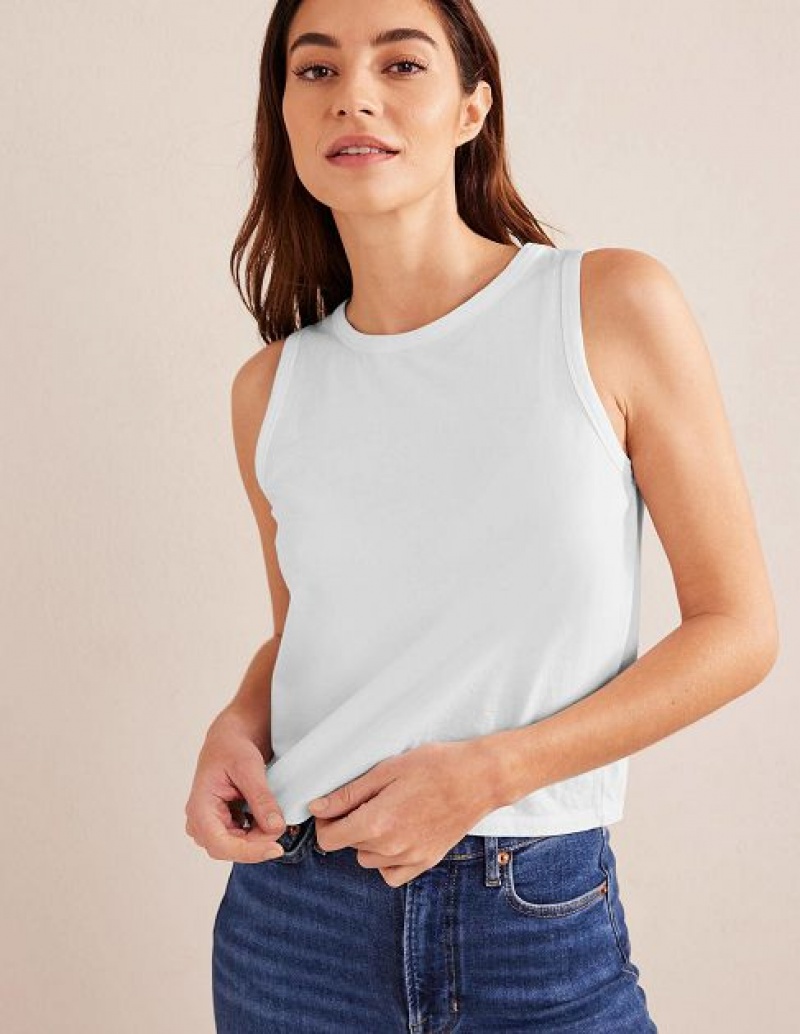 White Women\'s Boden Cropped Cotton Tanks | 54823HSVE