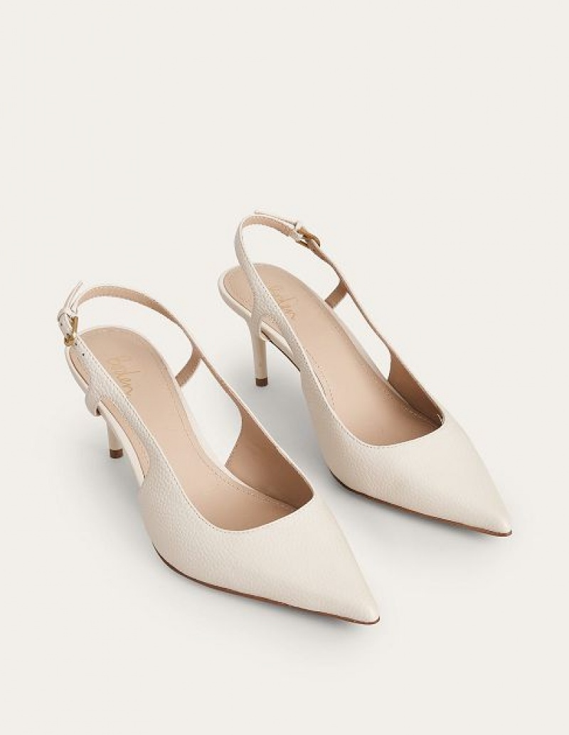 White Women's Boden Cut-out Sling Back Heels | 54270RQGE