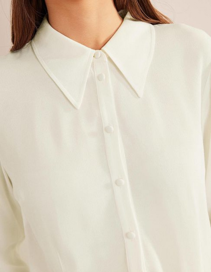 White Women's Boden Fitted Workwear Shirts | 45780SAZW