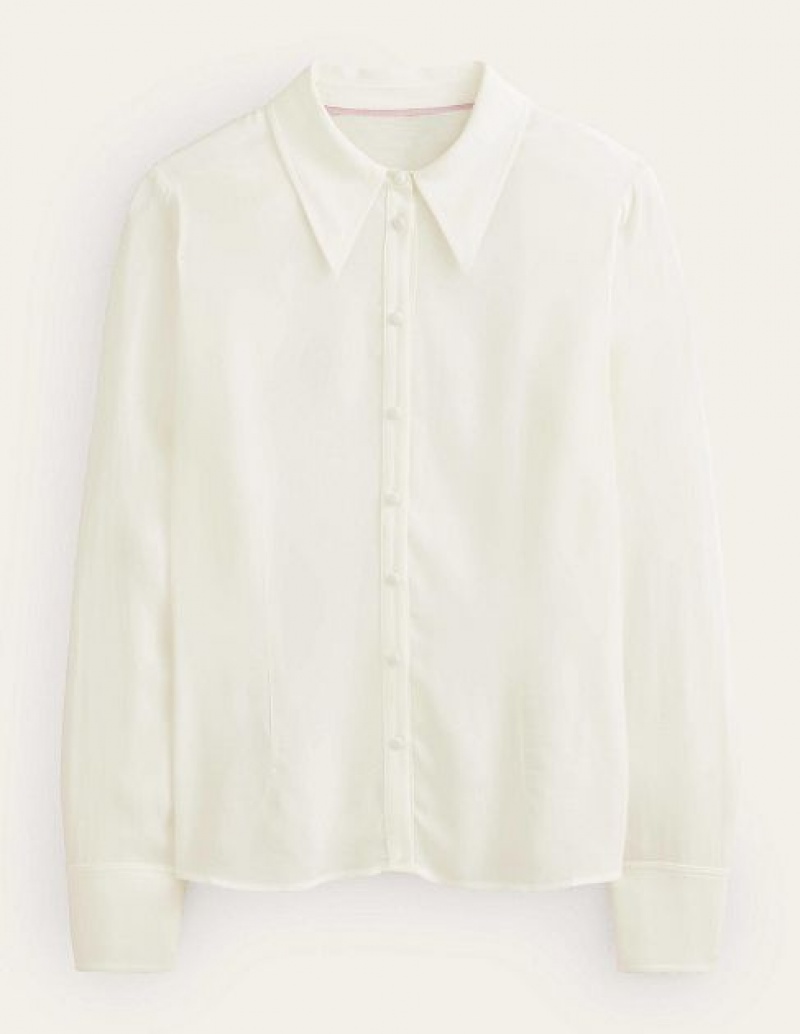 White Women's Boden Fitted Workwear Shirts | 45780SAZW