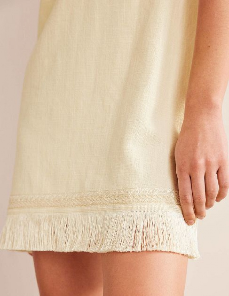 White Women's Boden Fringe Hem Mini Dress | 01945KUYB