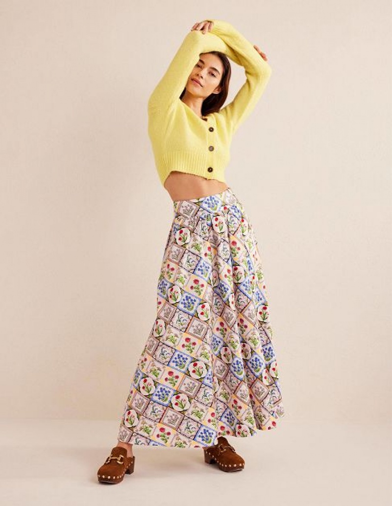 White Women\'s Boden Full Printed Skirts | 91804SNLU