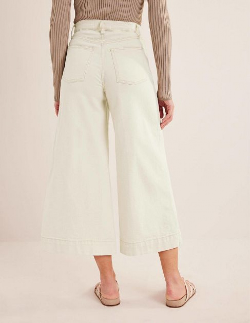 White Women's Boden High Rise Culotte Jeans | 70634KQNX