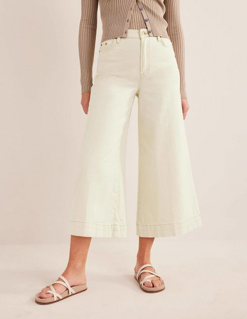 White Women's Boden High Rise Culotte Jeans | 70634KQNX