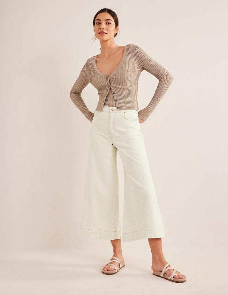 White Women\'s Boden High Rise Culotte Jeans | 70634KQNX