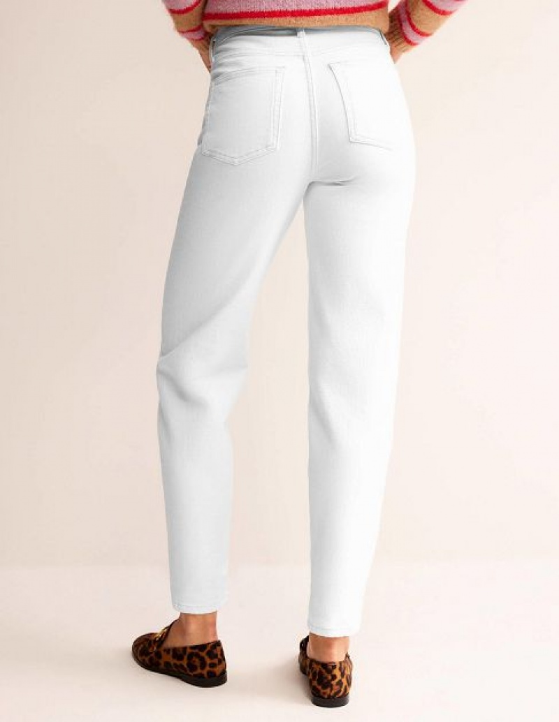 White Women's Boden High Rise Tapered Jeans | 90163TSRQ