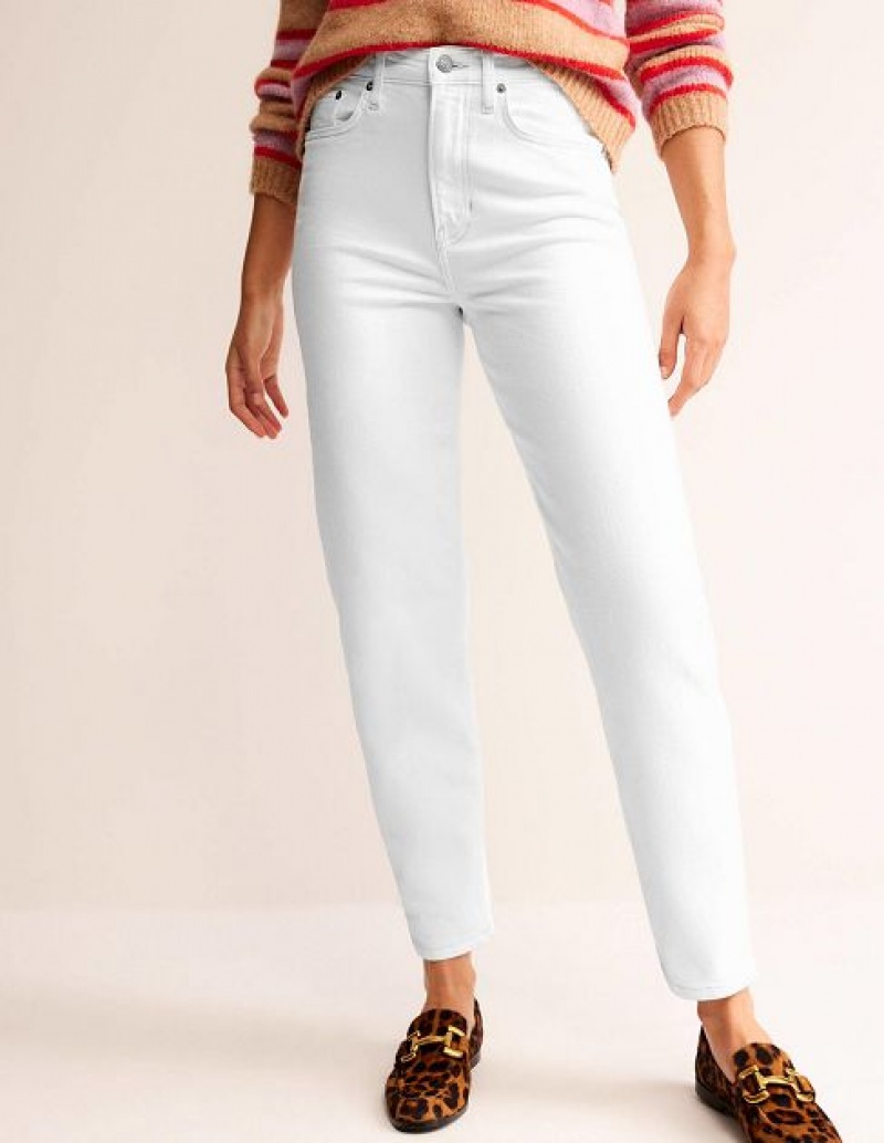 White Women's Boden High Rise Tapered Jeans | 90163TSRQ