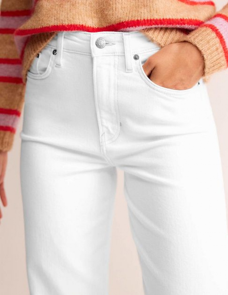 White Women's Boden High Rise Tapered Jeans | 90163TSRQ