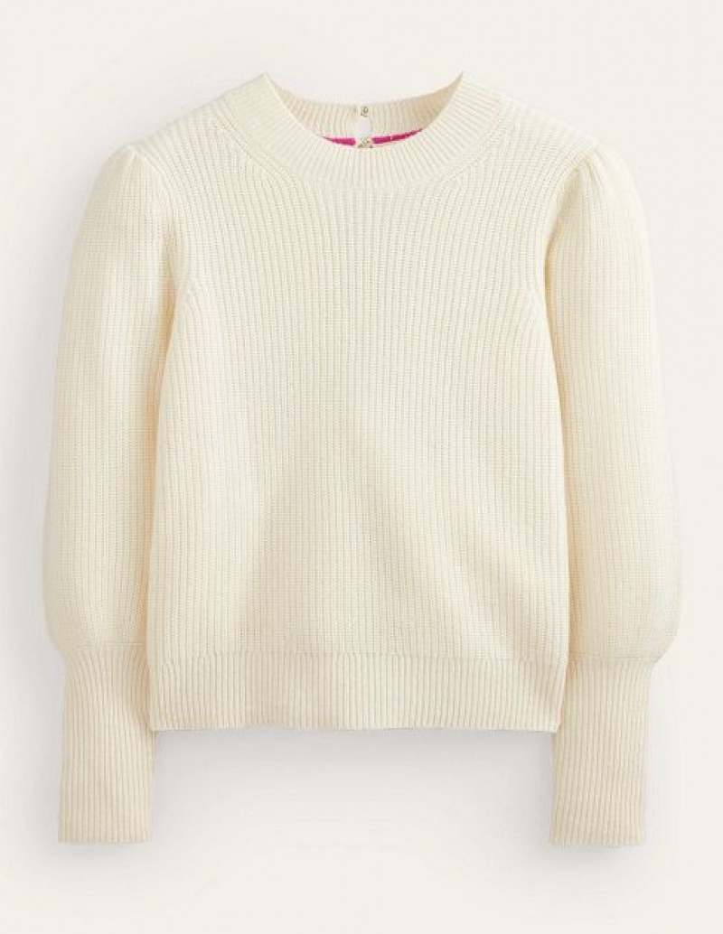 White Women's Boden Key Hole Cashmere Sweaters | 63017PDXE