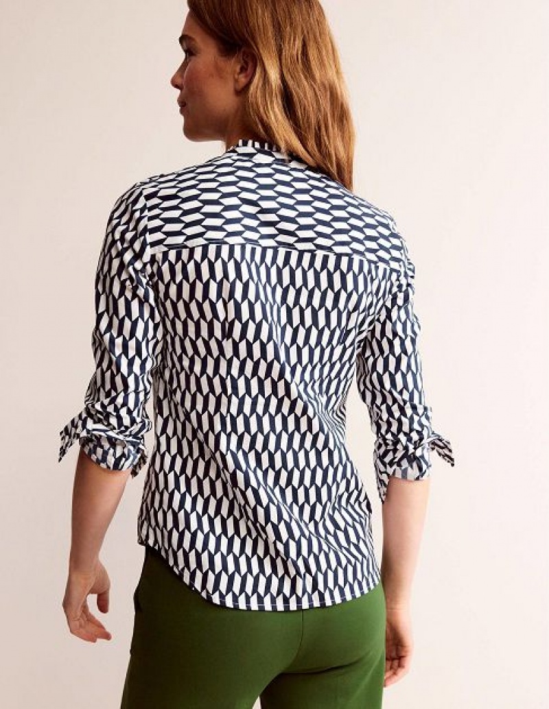 White Women's Boden Phoebe Cotton Shirts | 58106NHOB