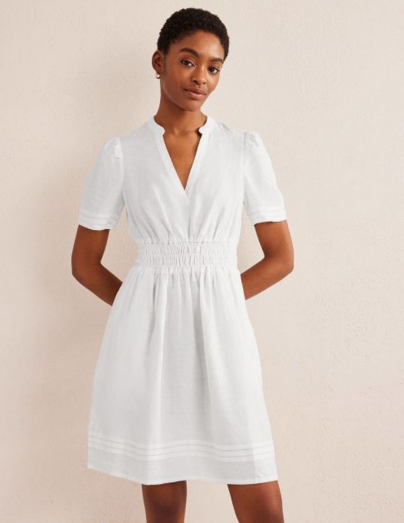 White Women's Boden Pintuck Detail Mini Dress | 81672AGTU