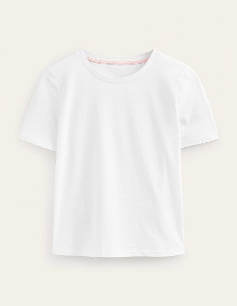 White Women's Boden Pure Cotton Crew T-Shirt | 96708QAXM