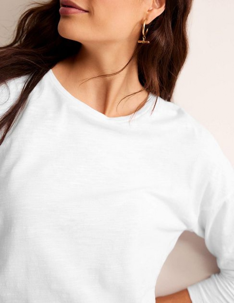 White Women's Boden Regular Dropped Shoulder Tops | 28904LPIG