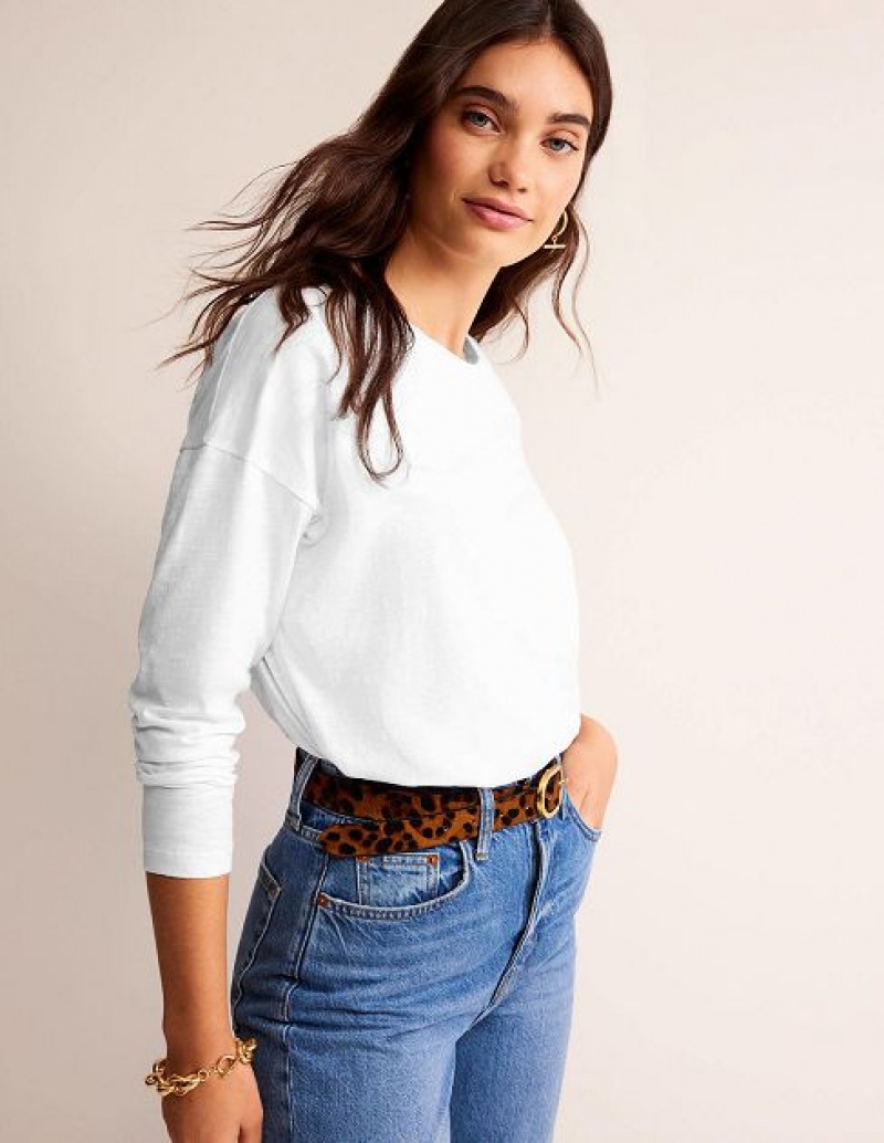 White Women's Boden Regular Dropped Shoulder Tops | 28904LPIG