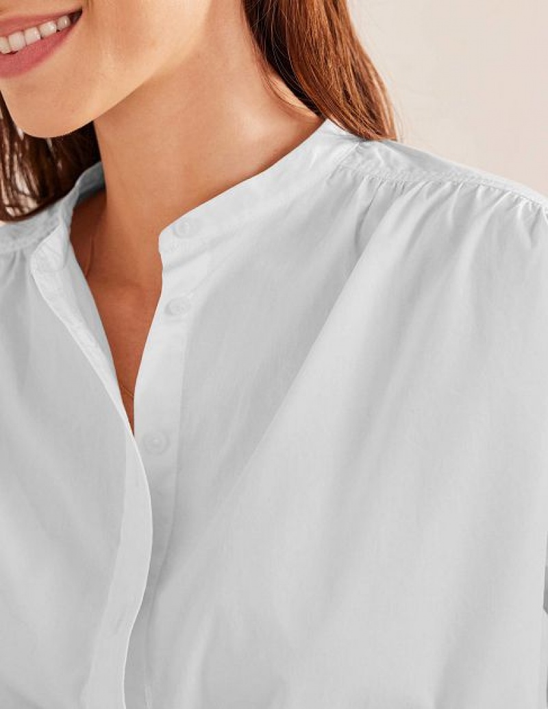 White Women's Boden Relaxed Poplin Shirts | 95421JZDX