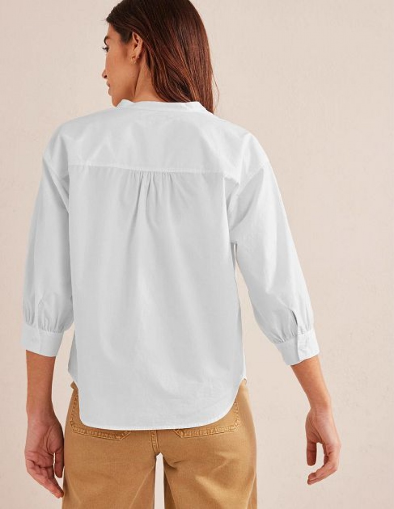 White Women's Boden Relaxed Poplin Shirts | 95421JZDX