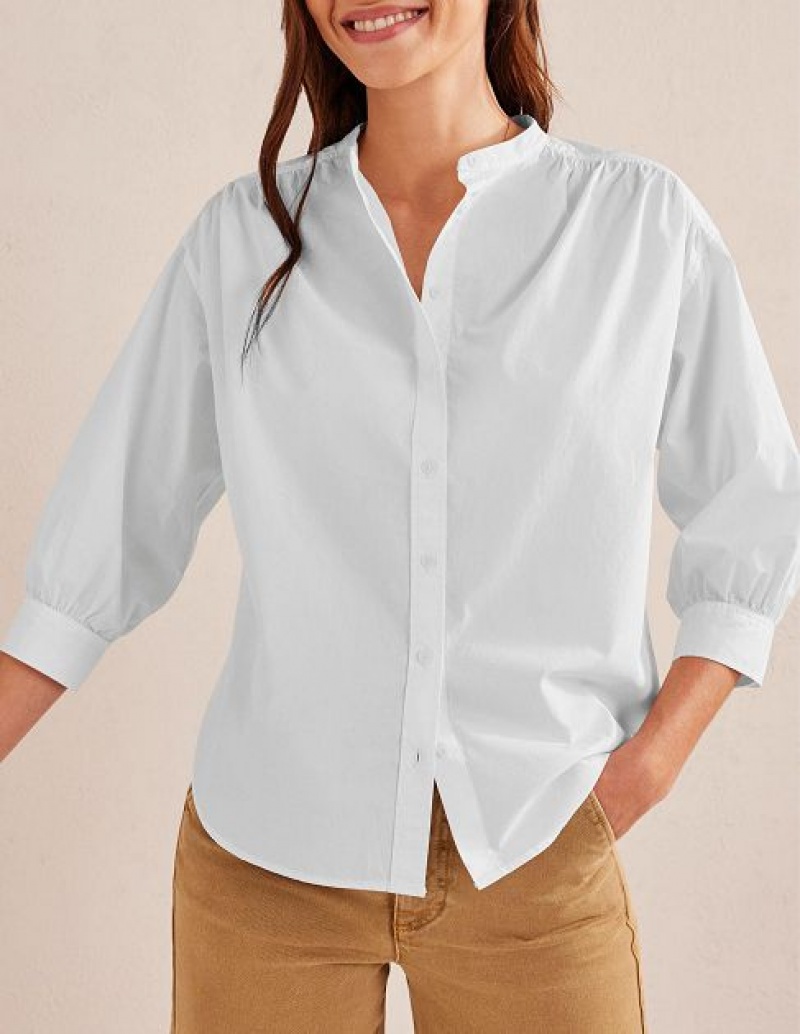 White Women's Boden Relaxed Poplin Shirts | 95421JZDX