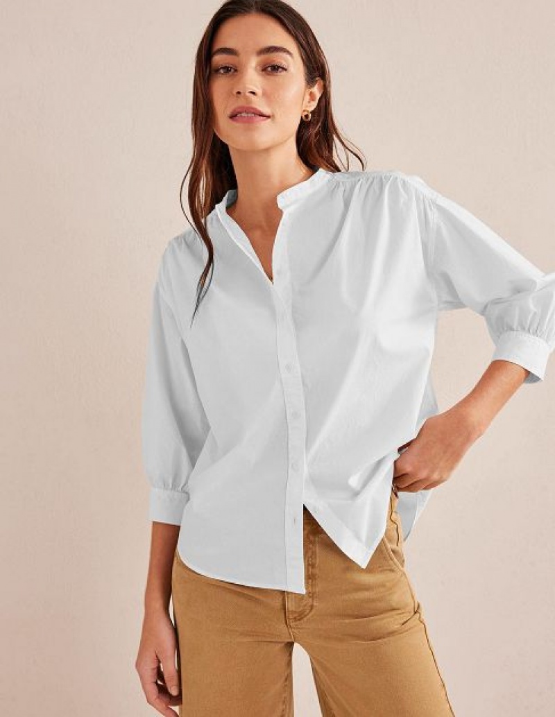 White Women\'s Boden Relaxed Poplin Shirts | 95421JZDX