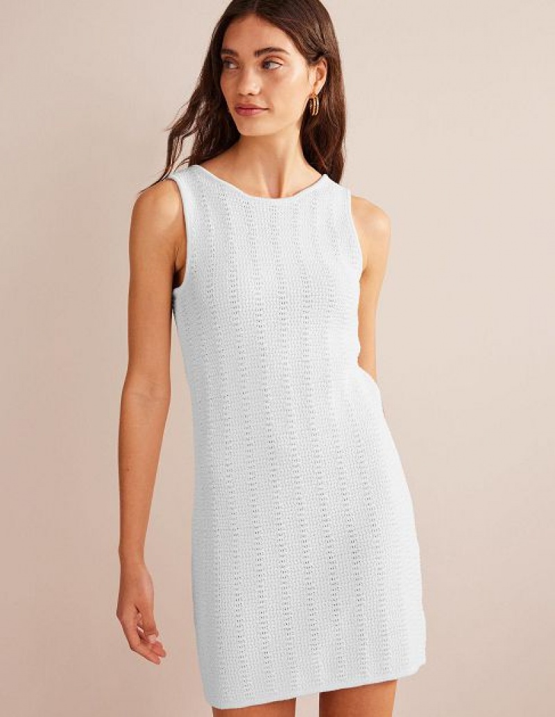 White Women's Boden Scoop Back Mini Dress | 54208MZYQ