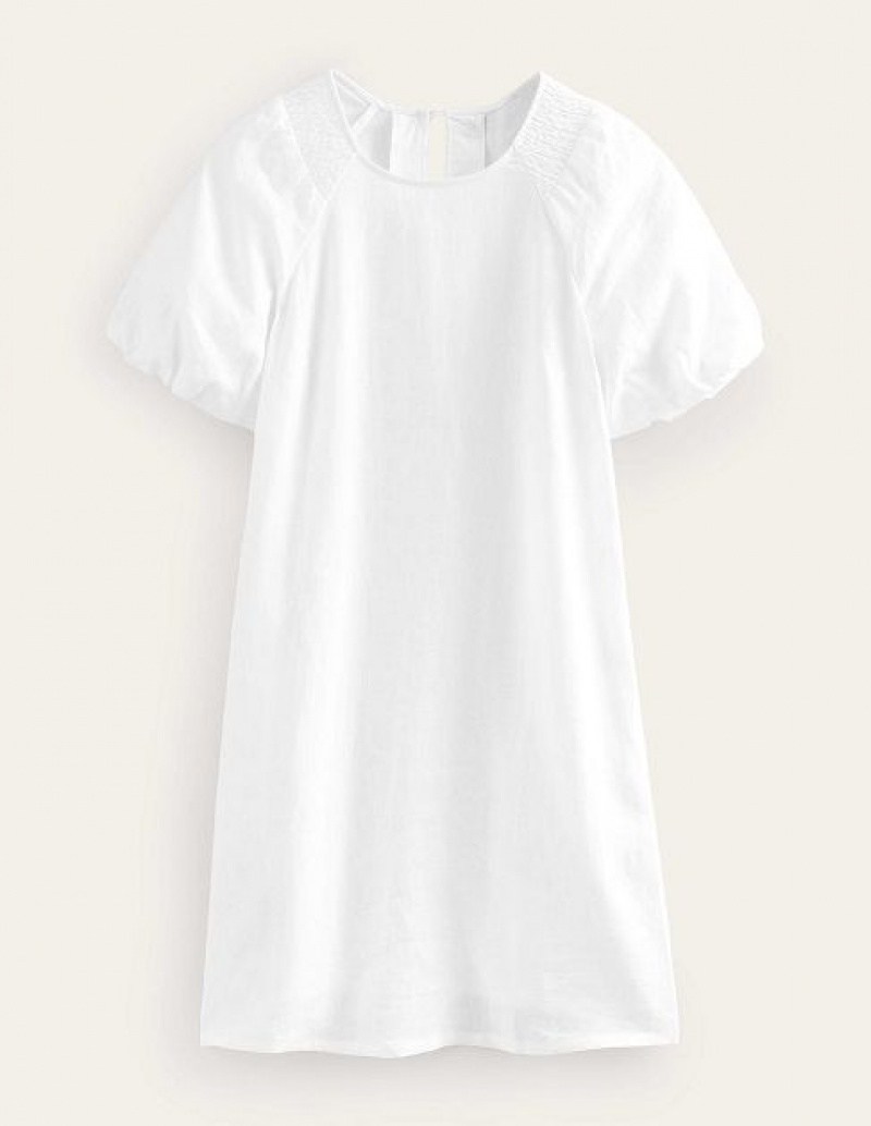 White Women's Boden Sleeve Detail Linen Mini Dress | 49312SPWI