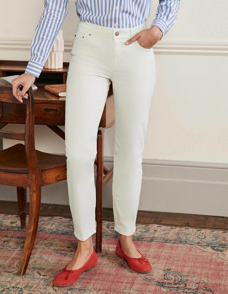 White Women's Boden Slim Straight Ankle Skimmers Pants | 95067HJPD