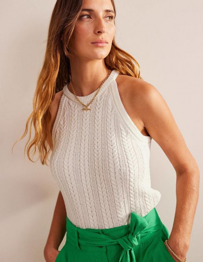 White Women's Boden Stitch Tanks | 56719QUOB