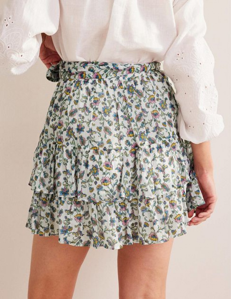 White Women's Boden Tie-waist Crinkle Skirts | 07541VYPE