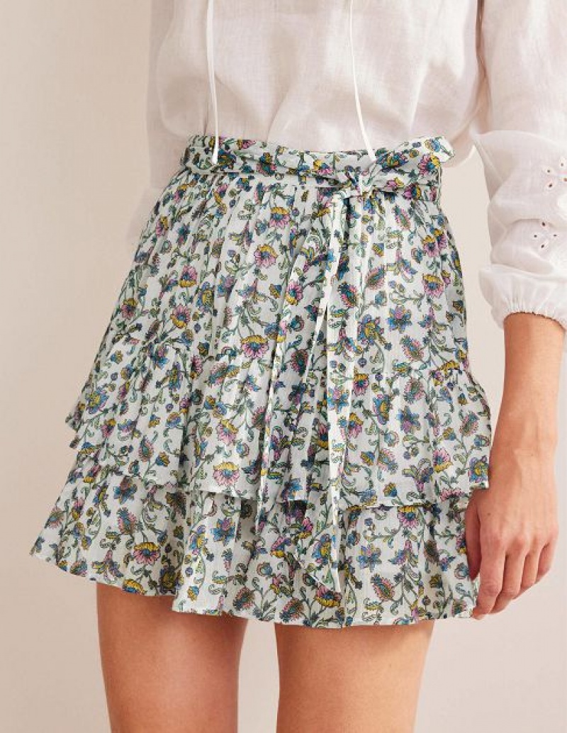 White Women's Boden Tie-waist Crinkle Skirts | 07541VYPE